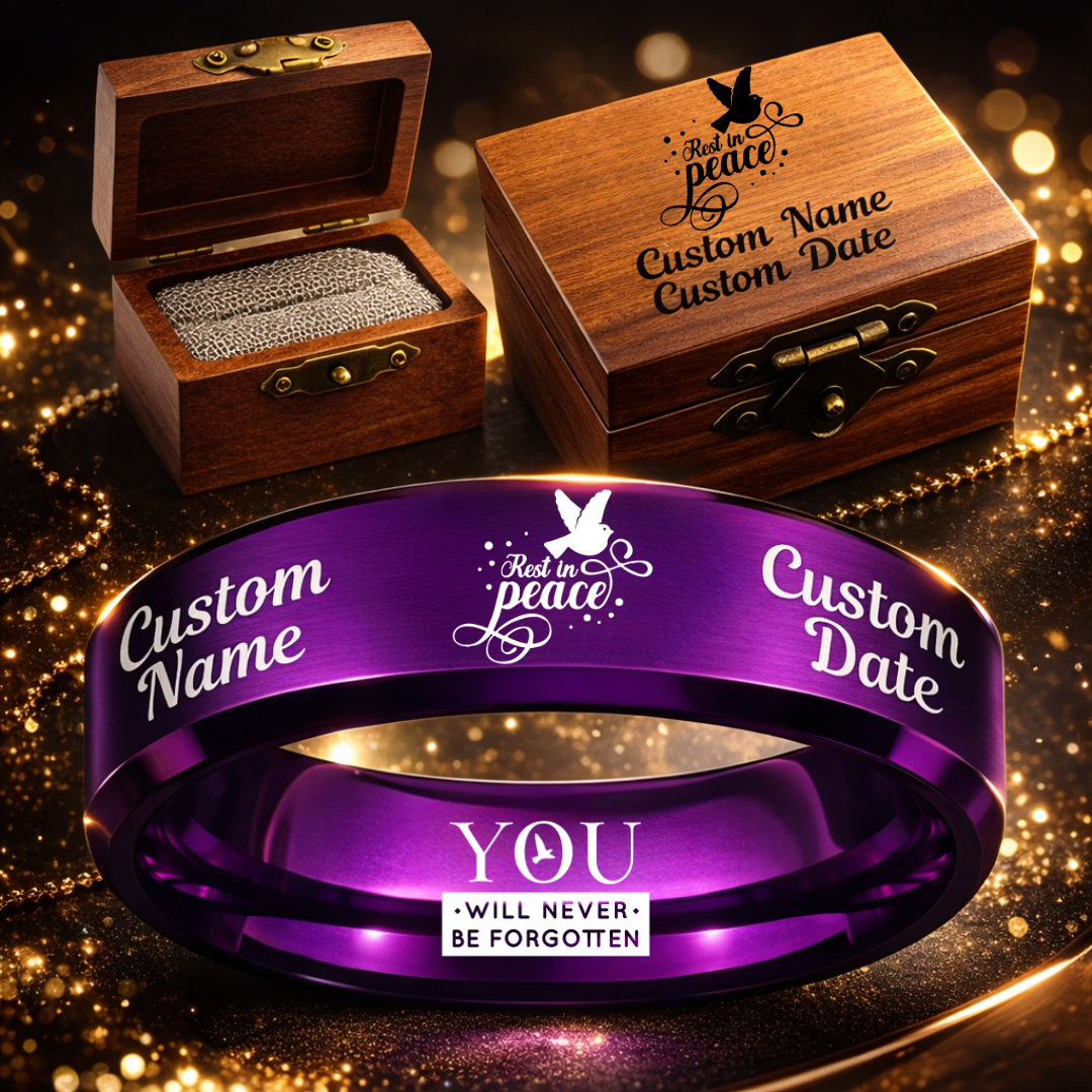Memorial Ring + Engraved Wood Box + Free Bracelet 🎁