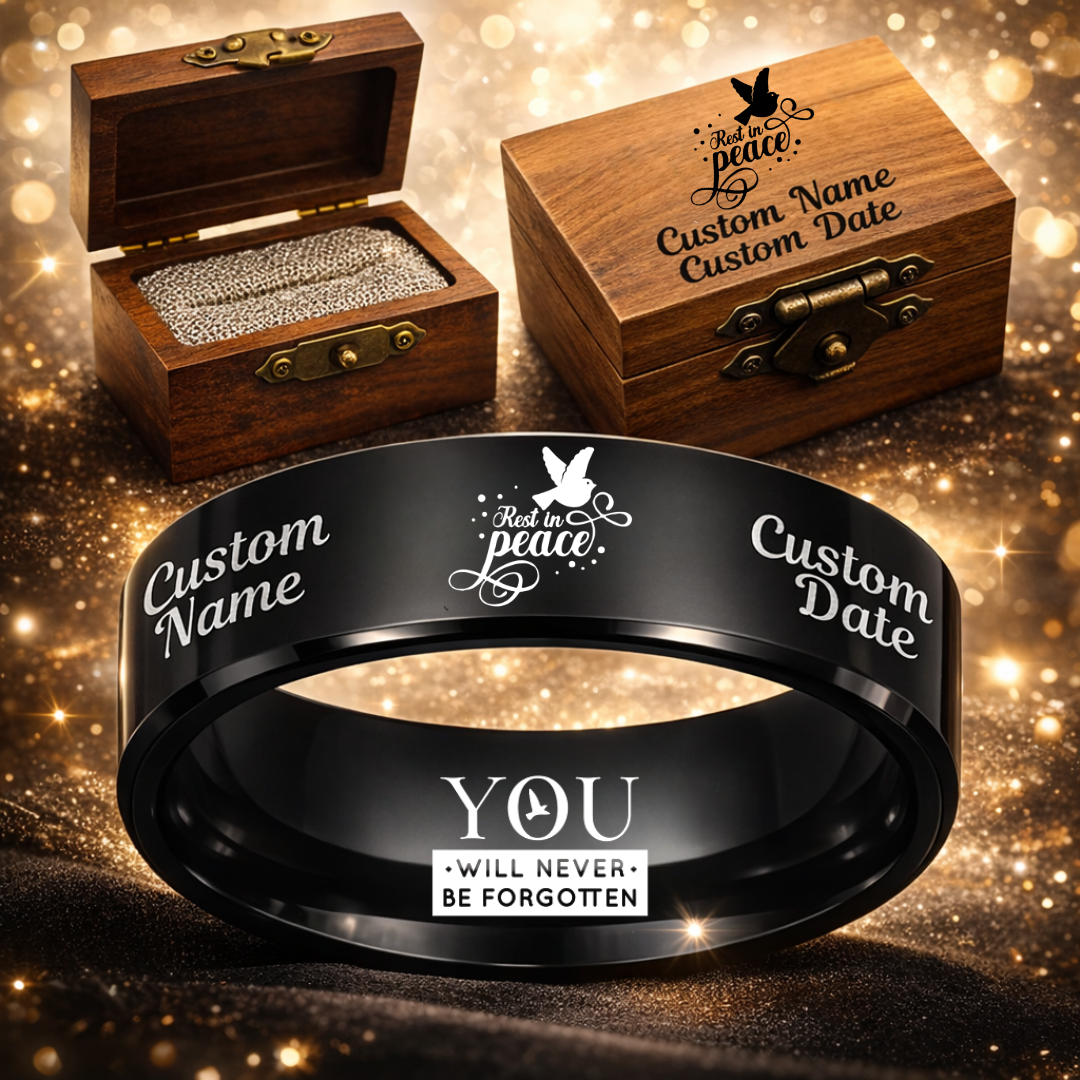 Memorial Ring + Engraved Wood Box + Free Bracelet 🎁