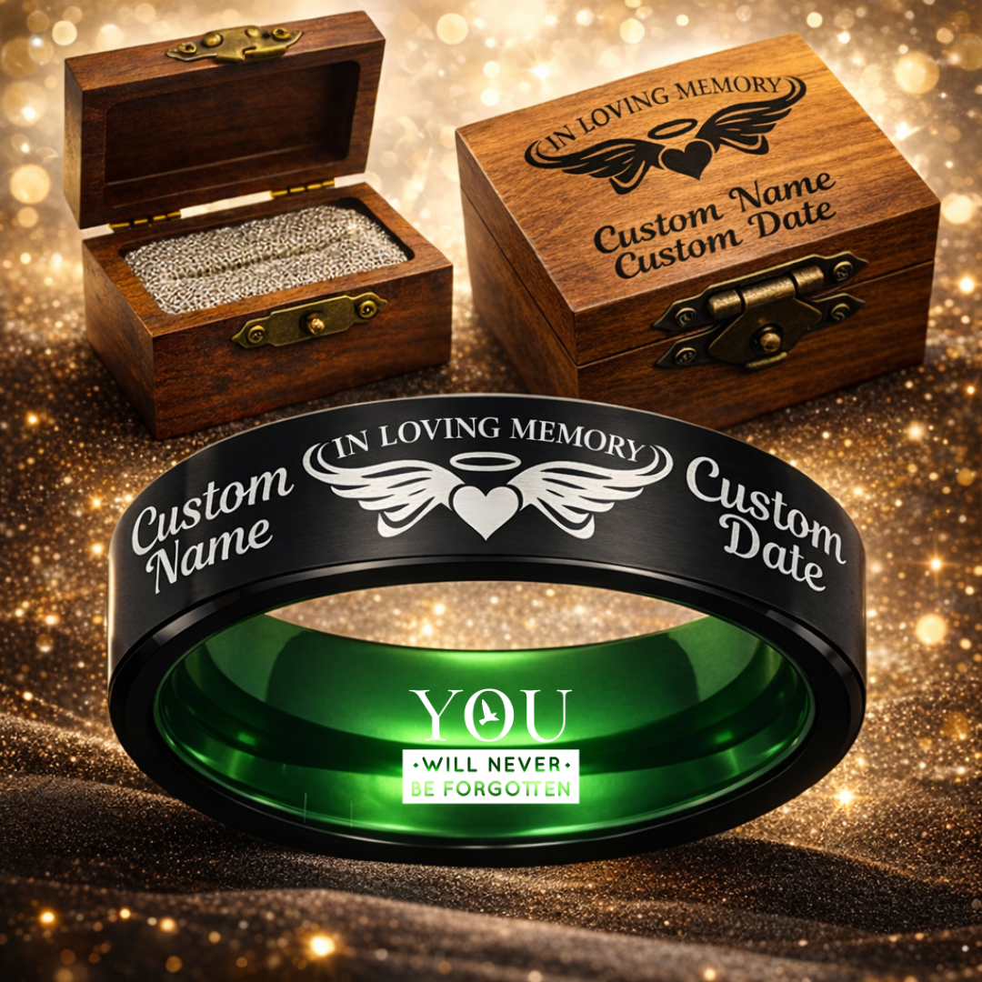 Memorial Ring + Engraved Wood Box + Free Bracelet 🎁