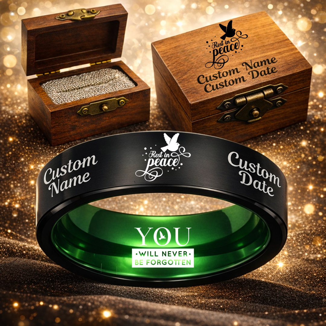 Memorial Ring + Engraved Wood Box + Free Bracelet 🎁