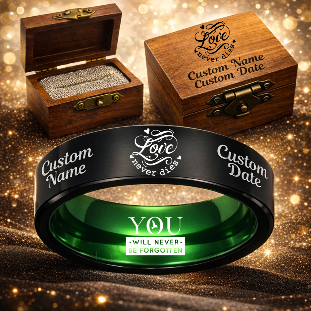 Memorial Ring + Engraved Wood Box + Free Bracelet 🎁