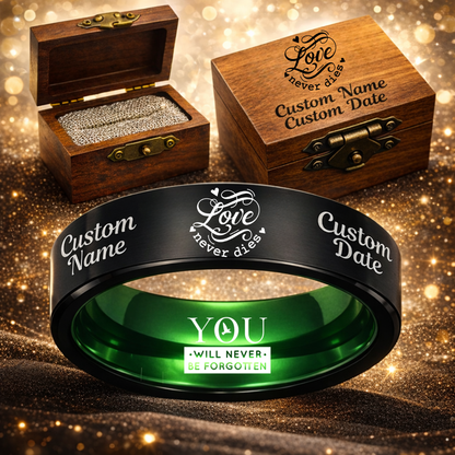 Memorial Ring + Engraved Wood Box + Free Bracelet 🎁