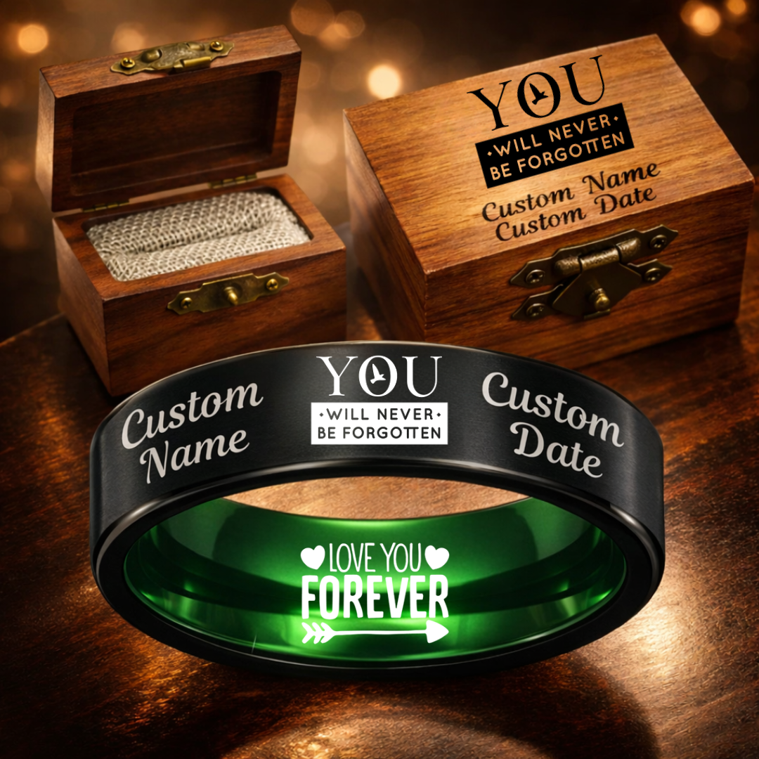 Memorial Ring + Engraved Wood Box + Free Bracelet 🎁