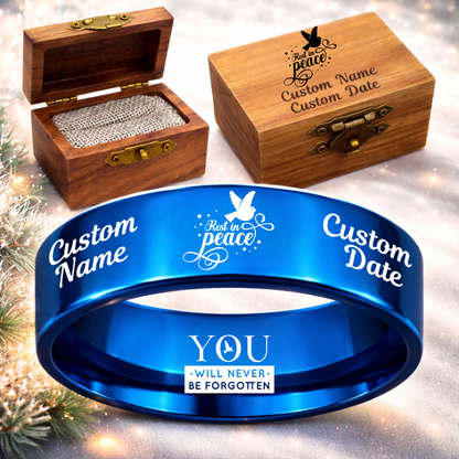 Memorial Ring + Engraved Wood Box + Free Bracelet 🎁