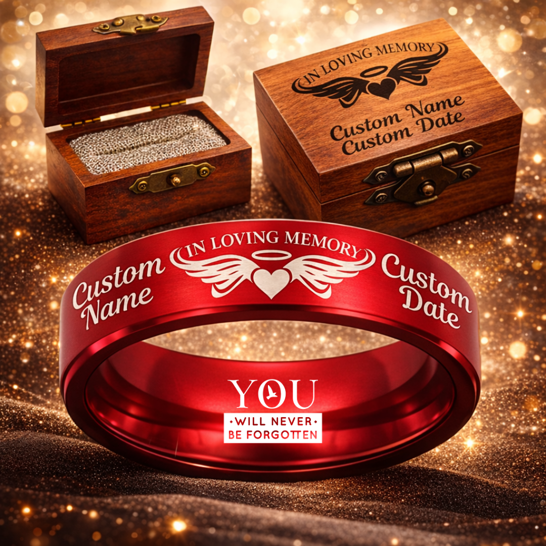Memorial Ring + Engraved Wood Box + Free Bracelet 🎁