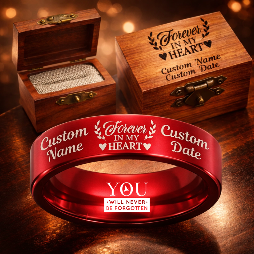Memorial Ring + Engraved Wood Box + Free Bracelet 🎁