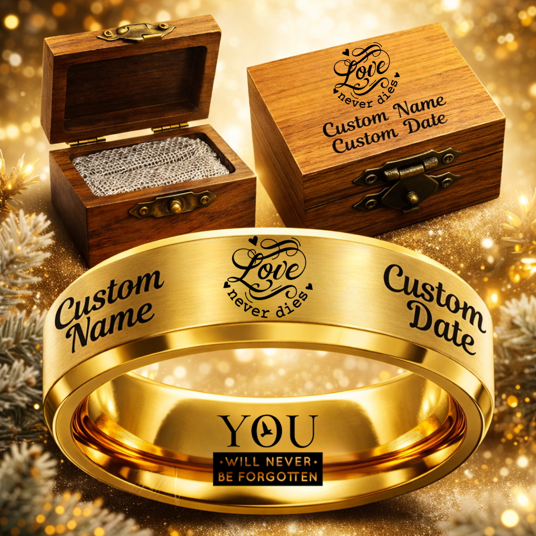 Memorial Ring + Engraved Wood Box + Free Bracelet 🎁