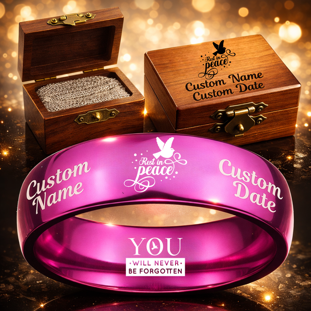 Memorial Ring + Engraved Wood Box + Free Bracelet 🎁