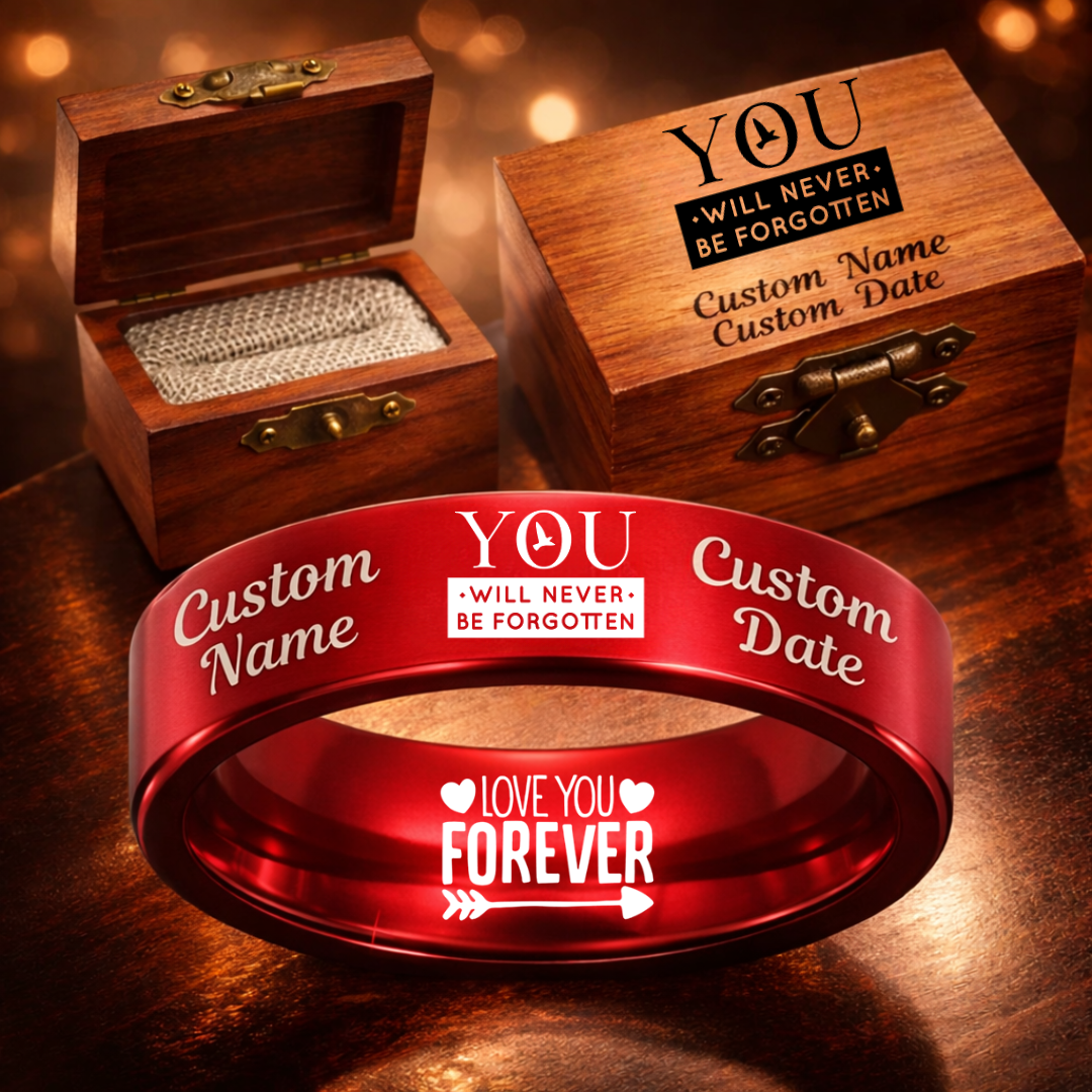 Memorial Ring + Engraved Wood Box + Free Bracelet 🎁