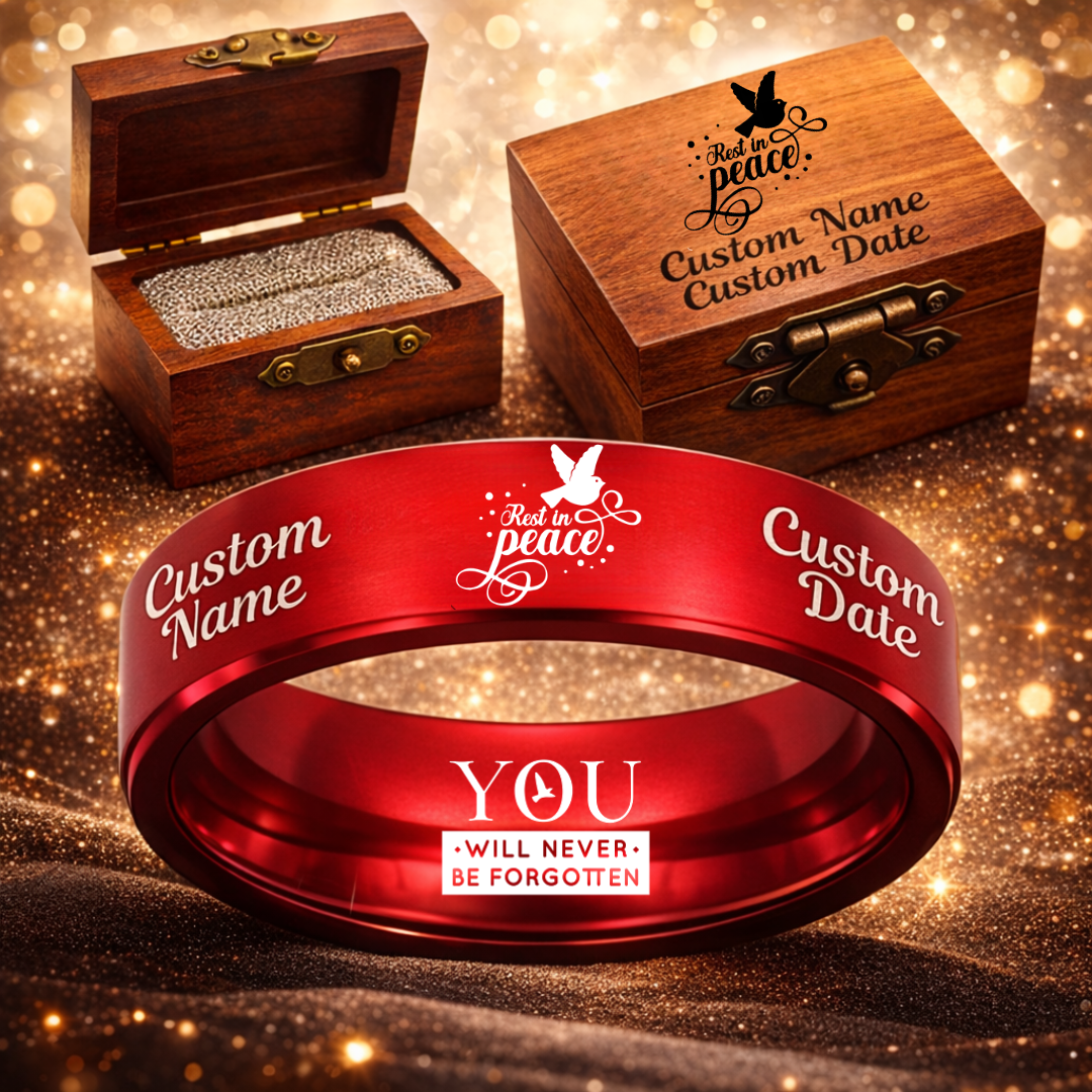 Memorial Ring + Engraved Wood Box + Free Bracelet 🎁