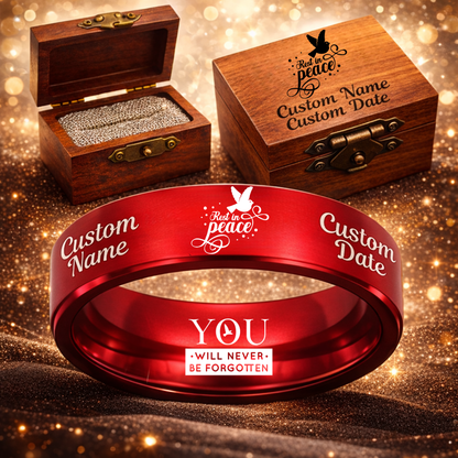 Memorial Ring + Engraved Wood Box + Free Bracelet 🎁