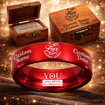Memorial Ring + Engraved Wood Box + Free Bracelet 🎁