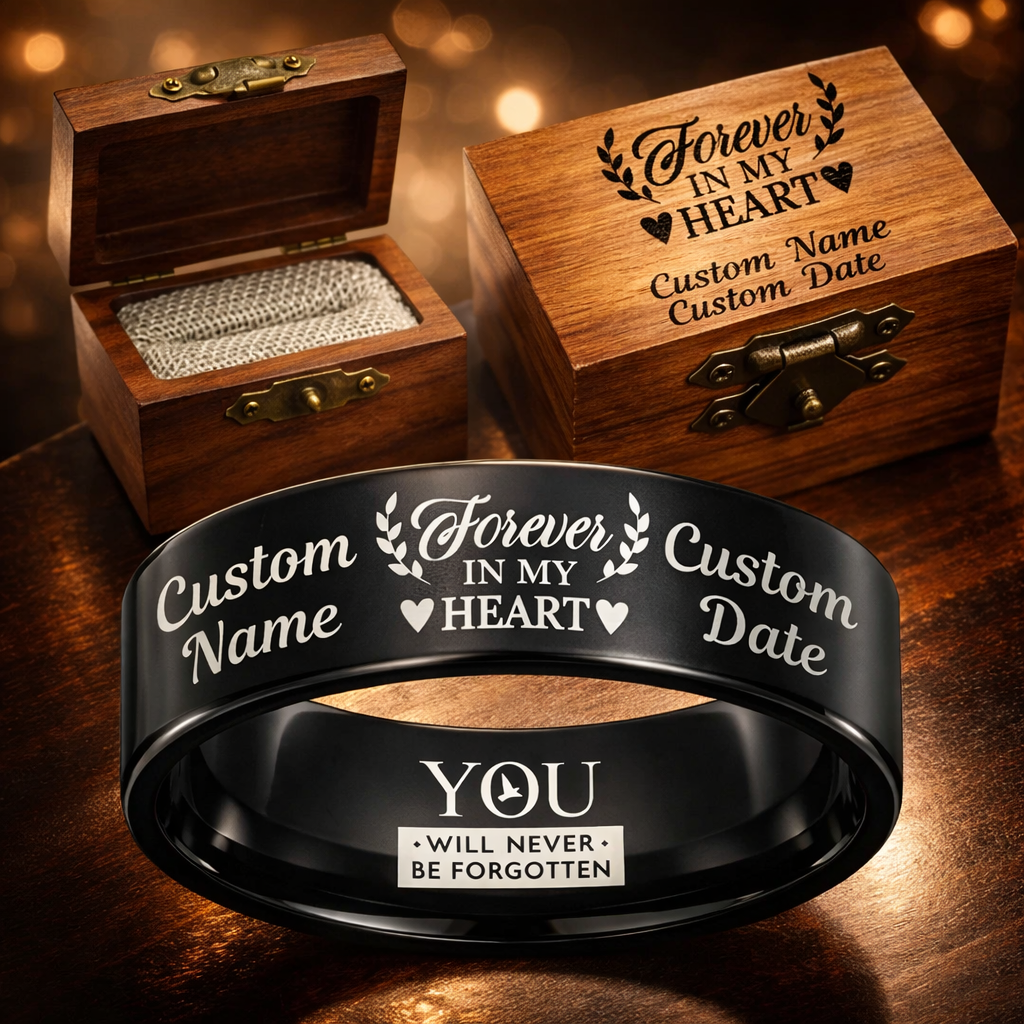 Memorial Ring + Engraved Wood Box + Free Bracelet 🎁