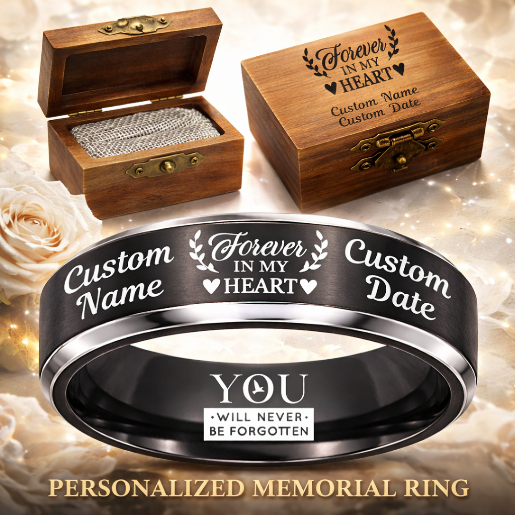 Memorial Ring + Engraved Wood Box + Free Bracelet 🎁