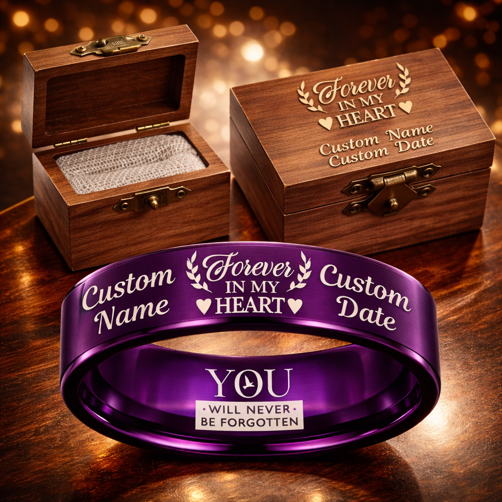 Memorial Ring + Engraved Wood Box + Free Bracelet 🎁