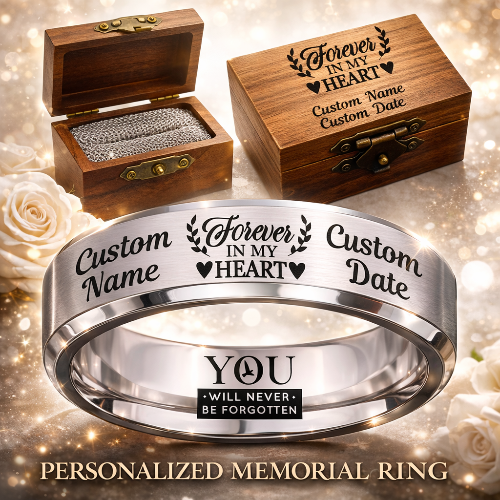 Memorial Ring + Engraved Wood Box + Free Bracelet 🎁