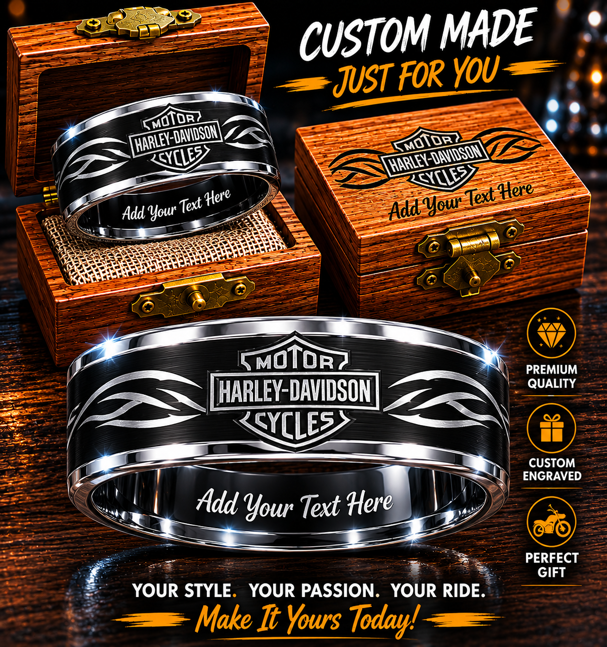 Custom HD Biker Ring Box Set + 3 Free Gifts