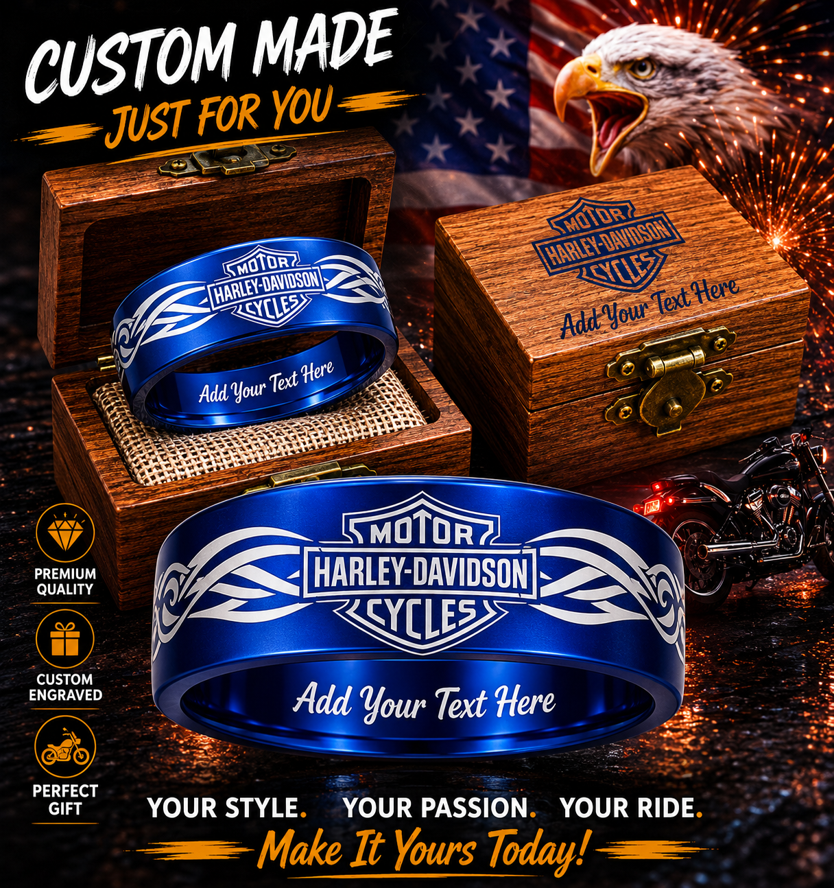 Custom HD Biker Ring Box Set + 3 Free Gifts