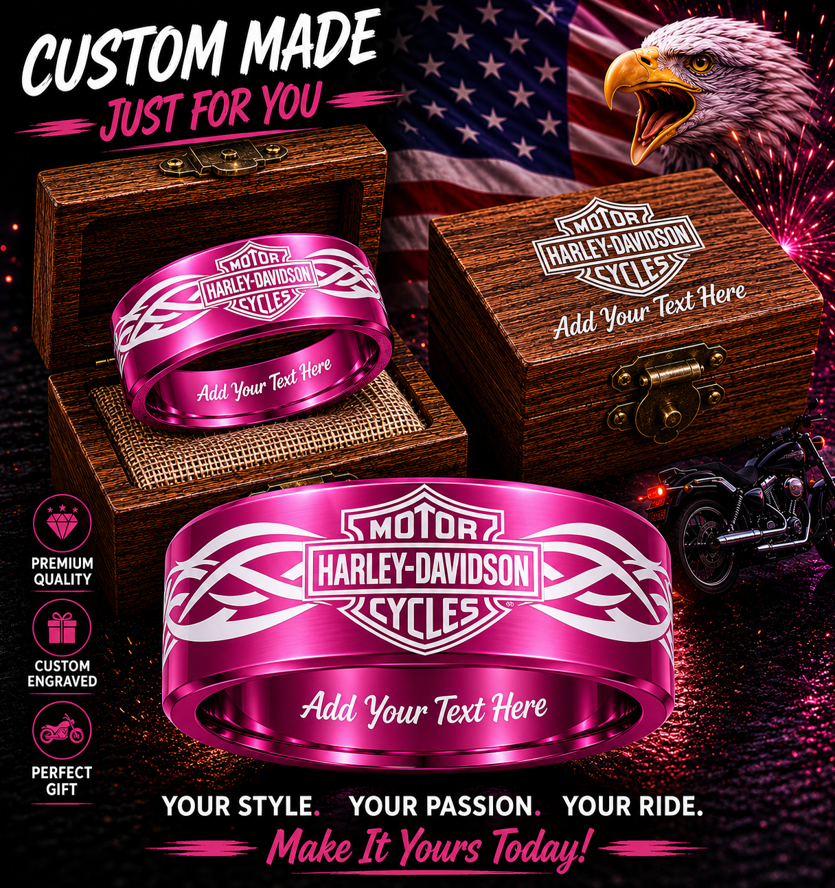 Custom HD Biker Ring Box Set + 3 Free Gifts