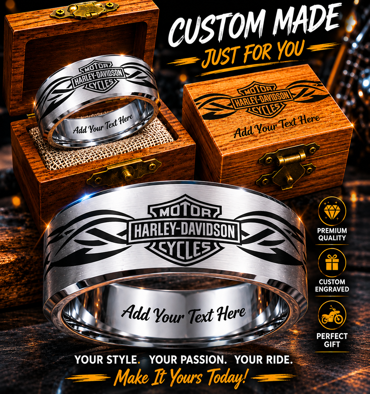 Custom HD Biker Ring Box Set + 3 Free Gifts