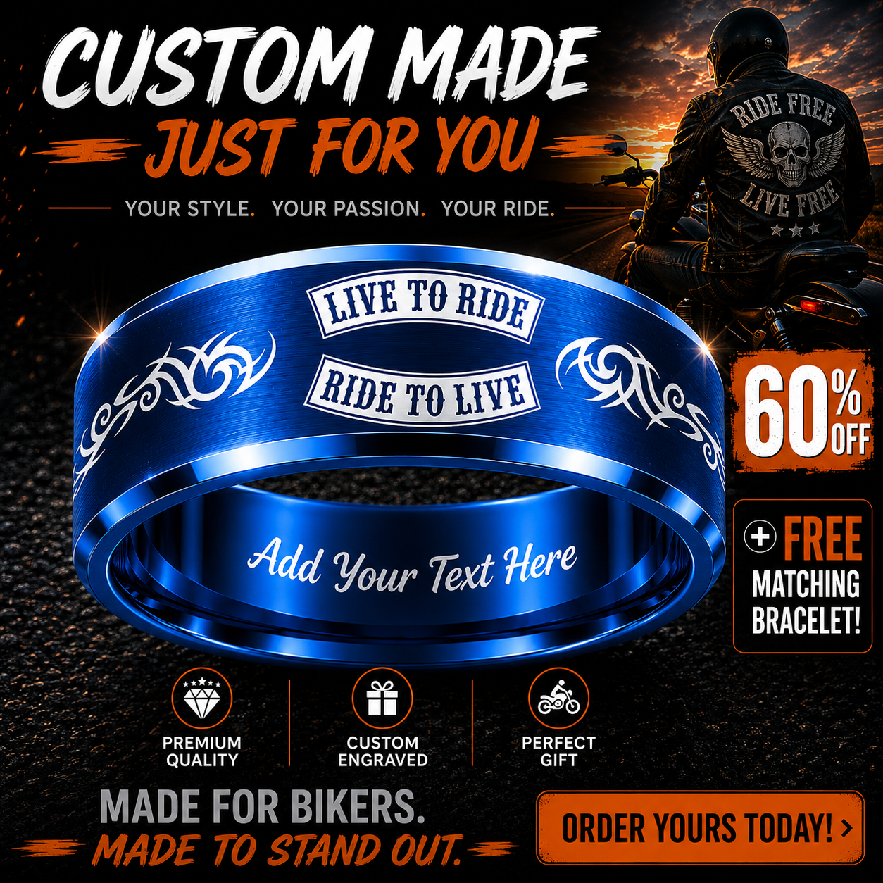 Biker Ring 😎 Today 60% Off + Free Bracelet! 🎁