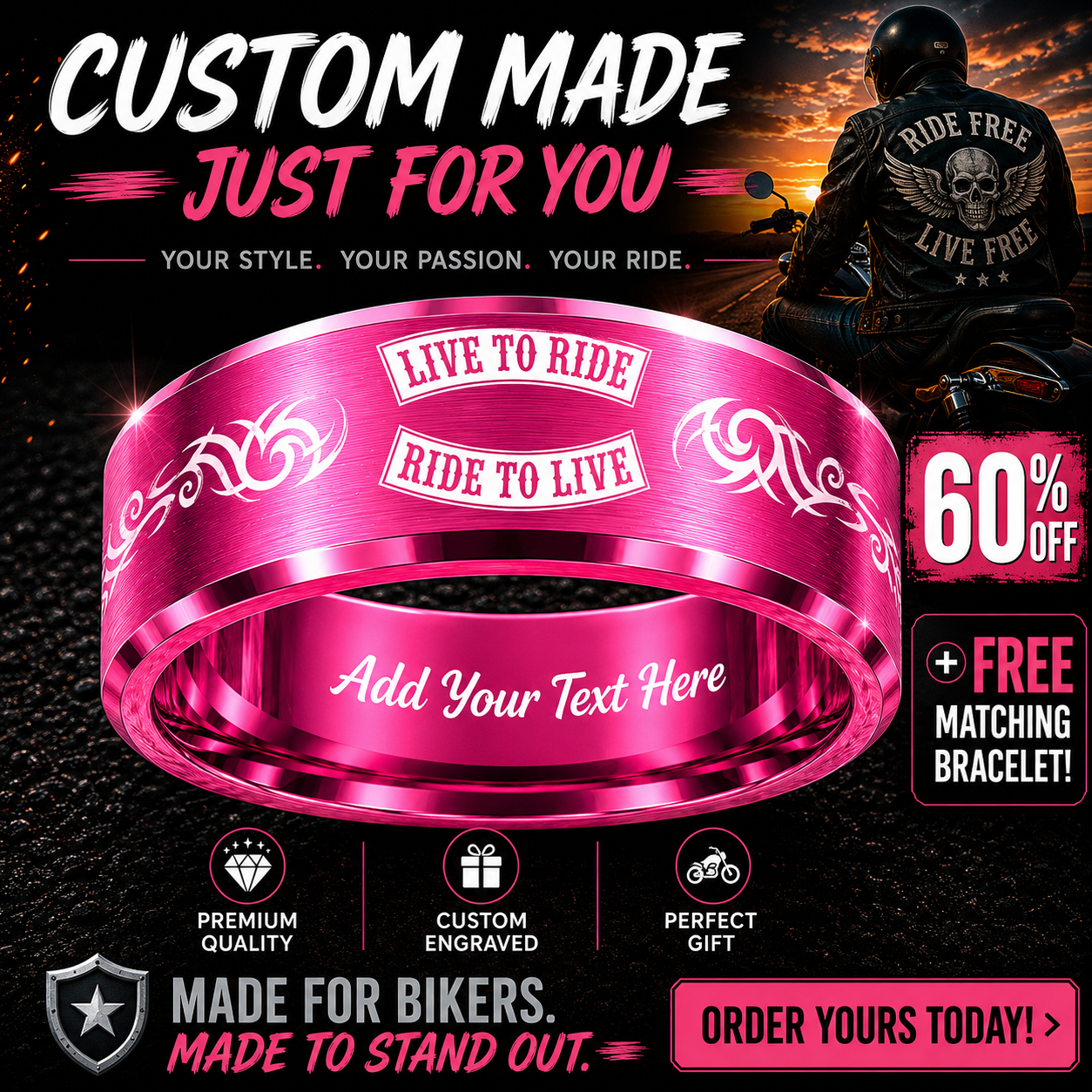 Biker Ring 😎 Today 60% Off + Free Bracelet! 🎁