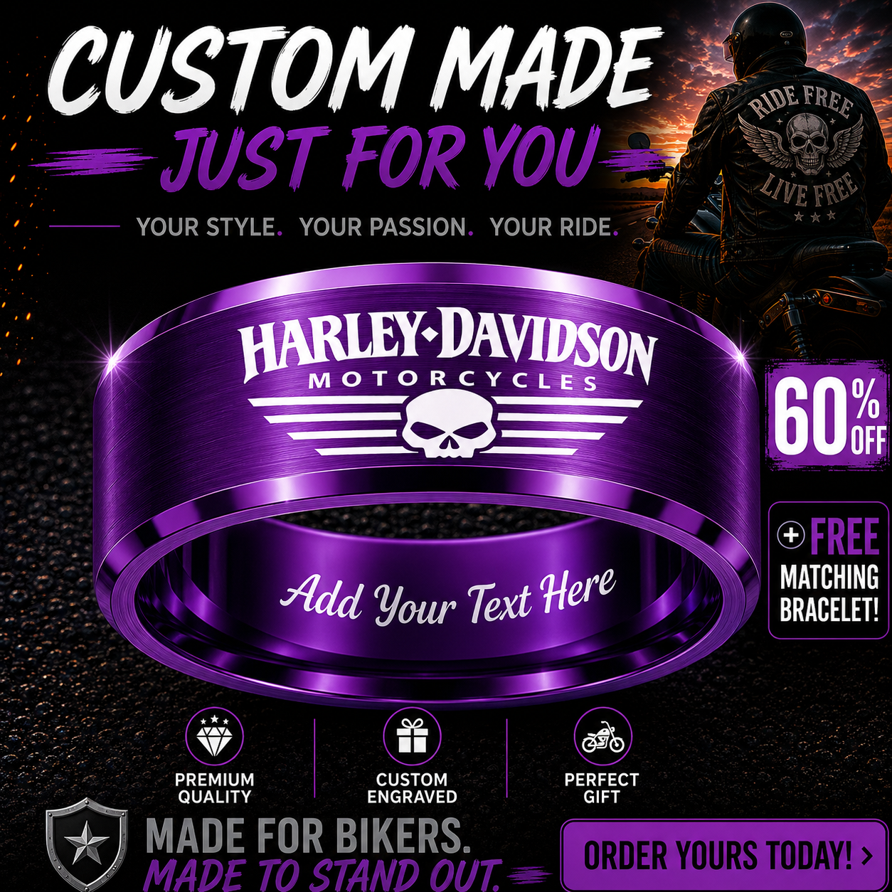 Biker Ring 😎 Today 60% Off + Free Bracelet! 🎁