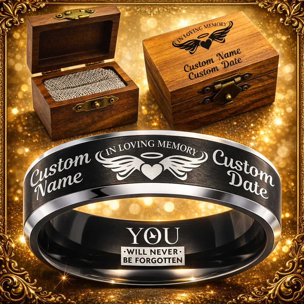 Memorial Ring + Engraved Wood Box + Free Bracelet 🎁