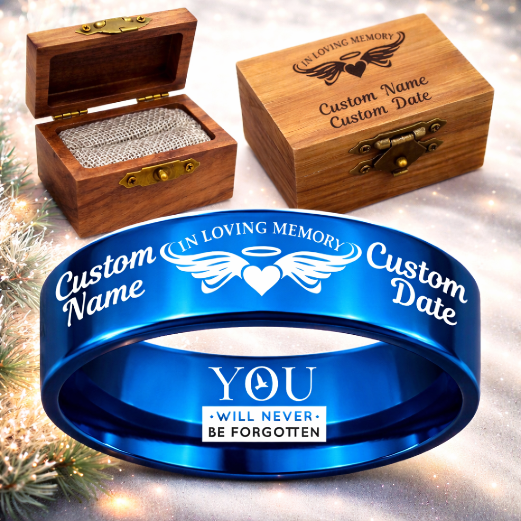 Memorial Ring + Engraved Wood Box + Free Bracelet 🎁