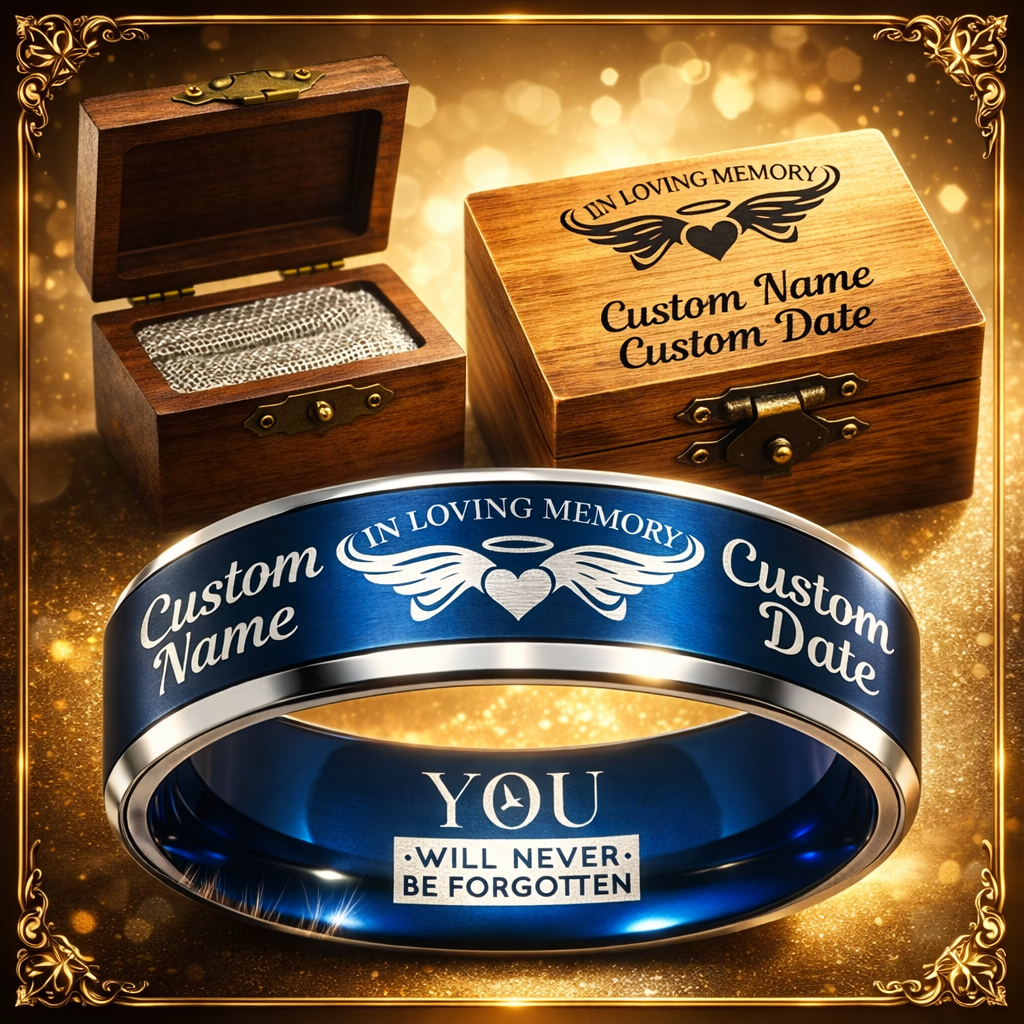 Memorial Ring + Engraved Wood Box + Free Bracelet 🎁