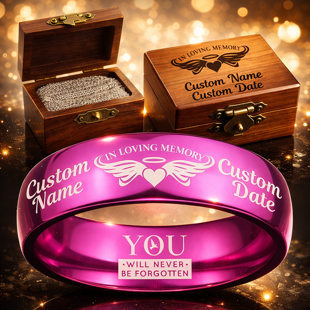 Memorial Ring + Engraved Wood Box + Free Bracelet 🎁