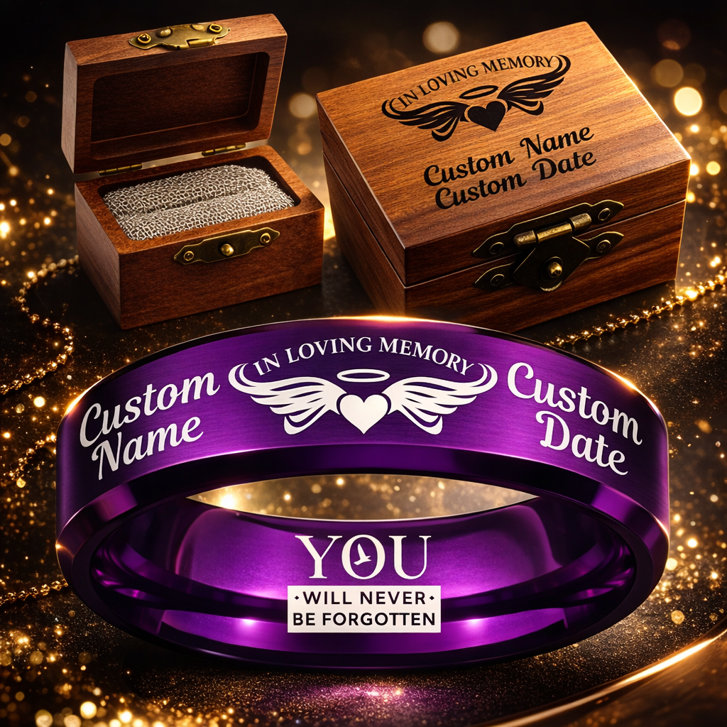 Memorial Ring + Engraved Wood Box + Free Bracelet 🎁