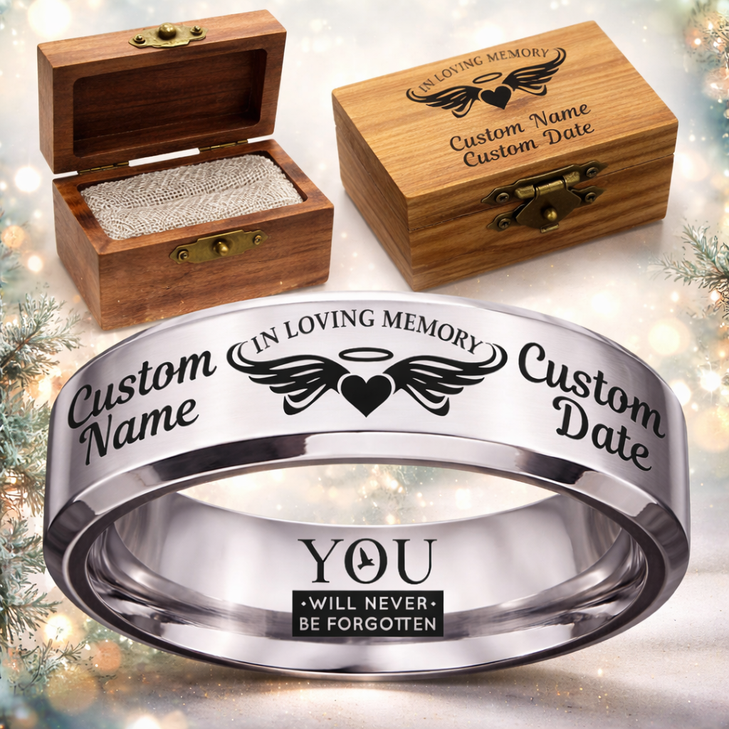 Memorial Ring + Engraved Wood Box + Free Bracelet 🎁