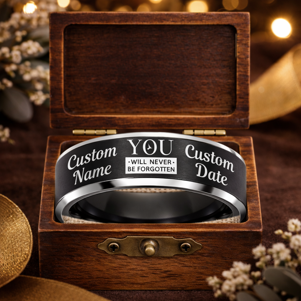 Memorial Ring + Engraved Wood Box + Free Bracelet 🎁
