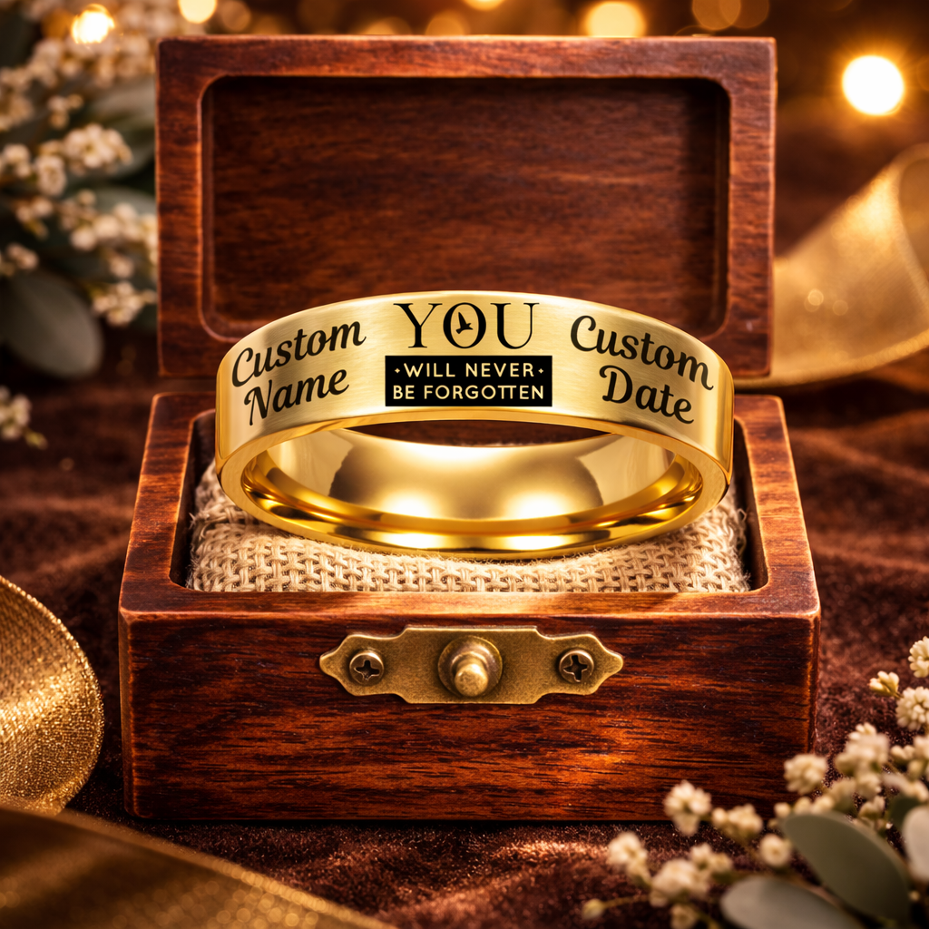 Memorial Ring + Engraved Wood Box + Free Bracelet 🎁