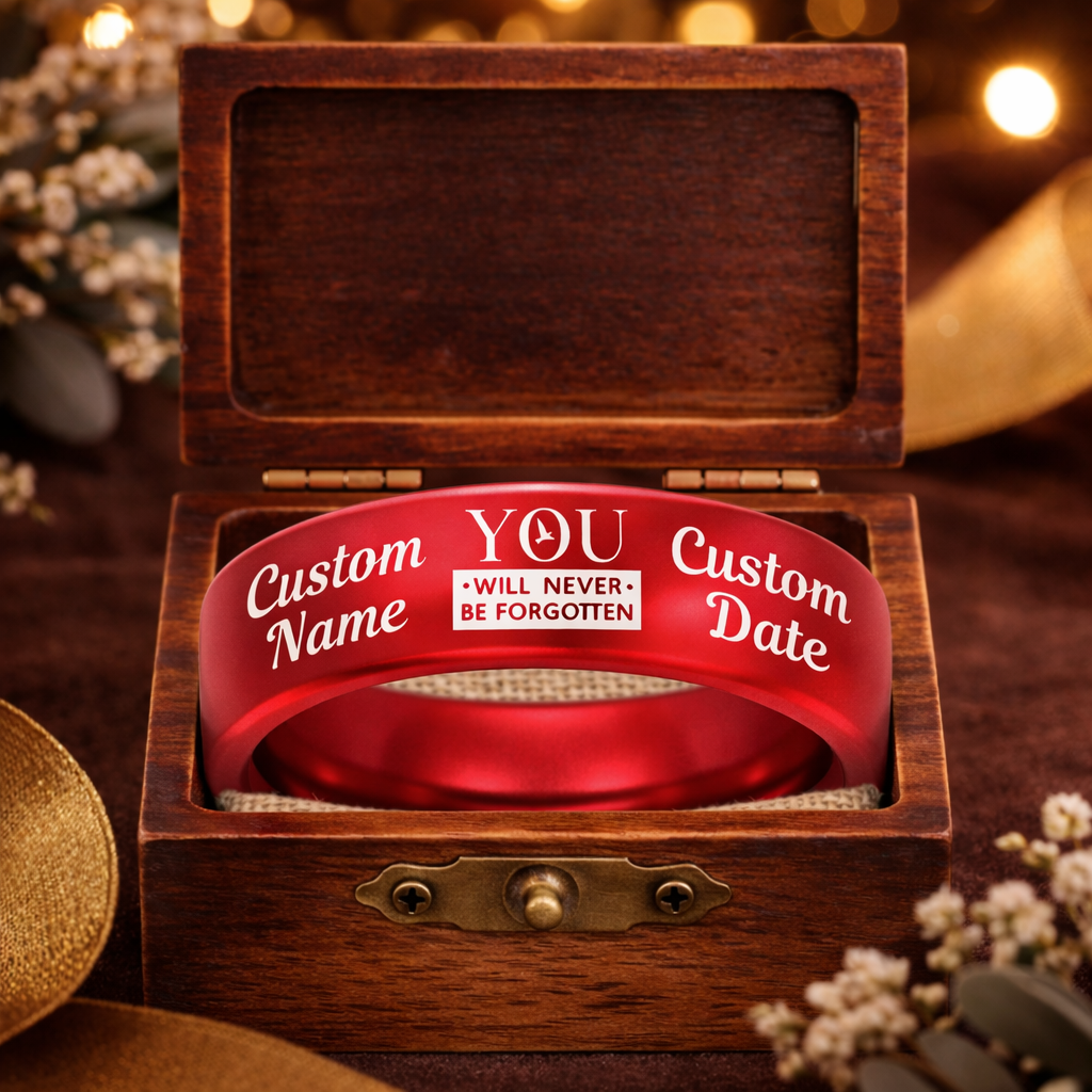Memorial Ring + Engraved Wood Box + Free Bracelet 🎁