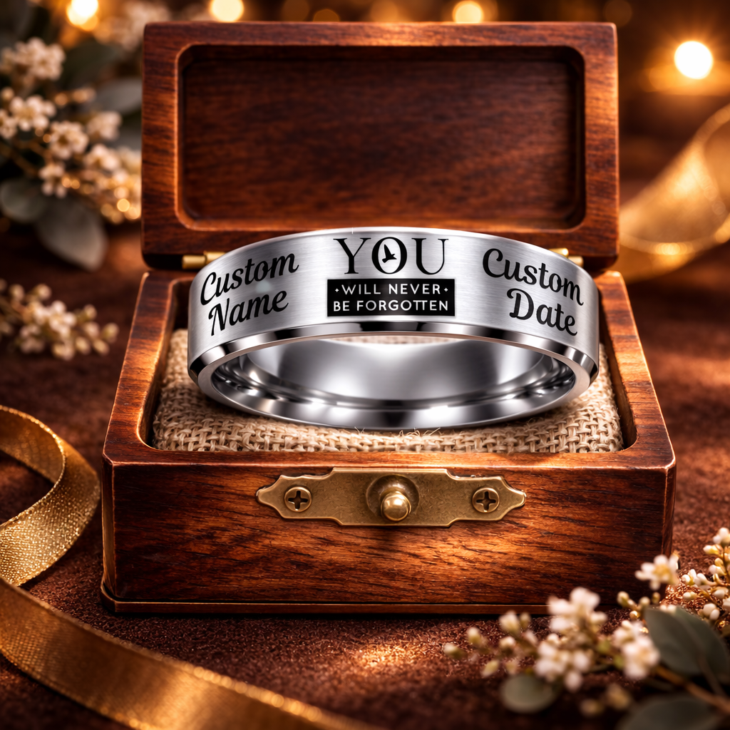 Memorial Ring + Engraved Wood Box + Free Bracelet 🎁