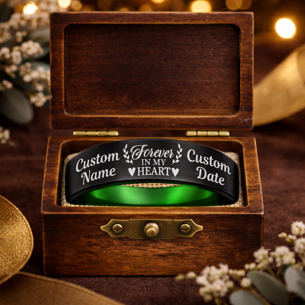 Memorial Ring + Engraved Wood Box + Free Bracelet 🎁