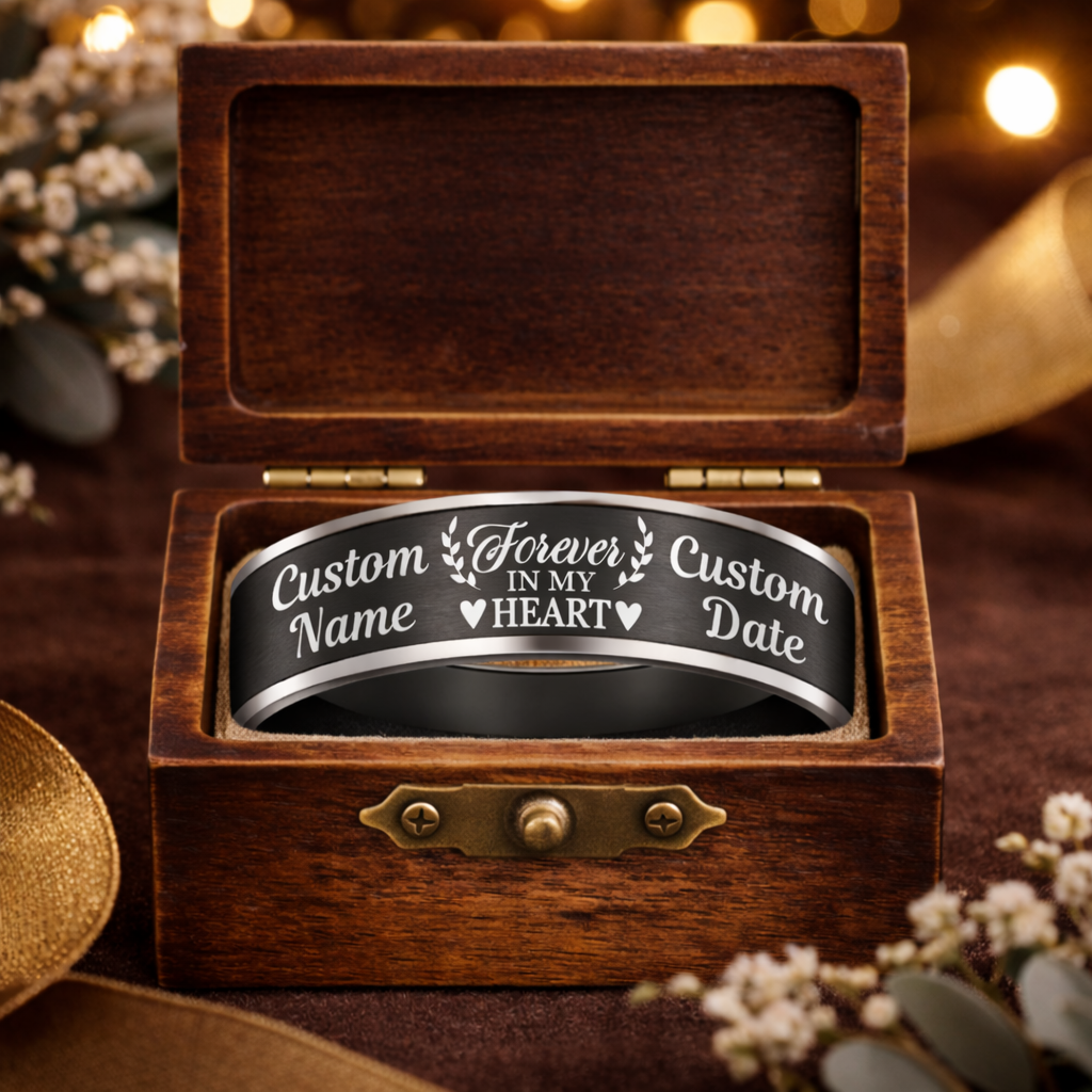 Memorial Ring + Engraved Wood Box + Free Bracelet 🎁