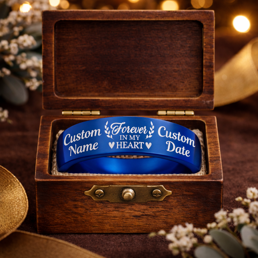 Memorial Ring + Engraved Wood Box + Free Bracelet 🎁