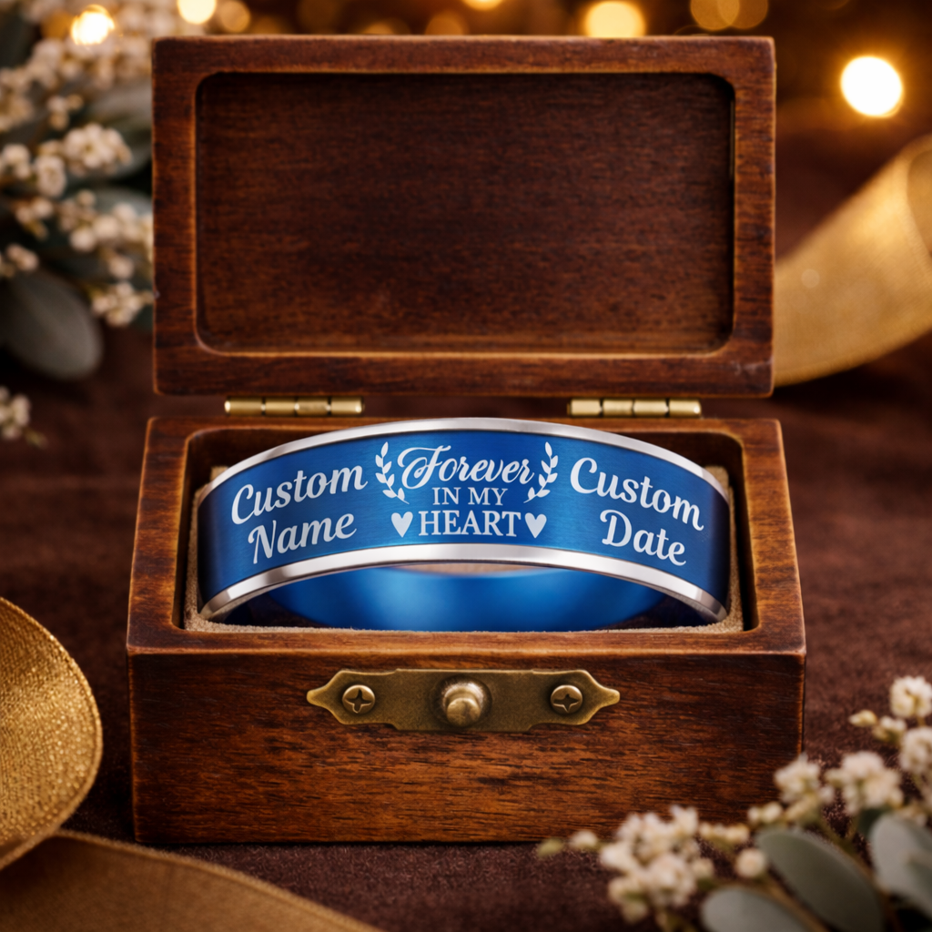Memorial Ring + Engraved Wood Box + Free Bracelet 🎁
