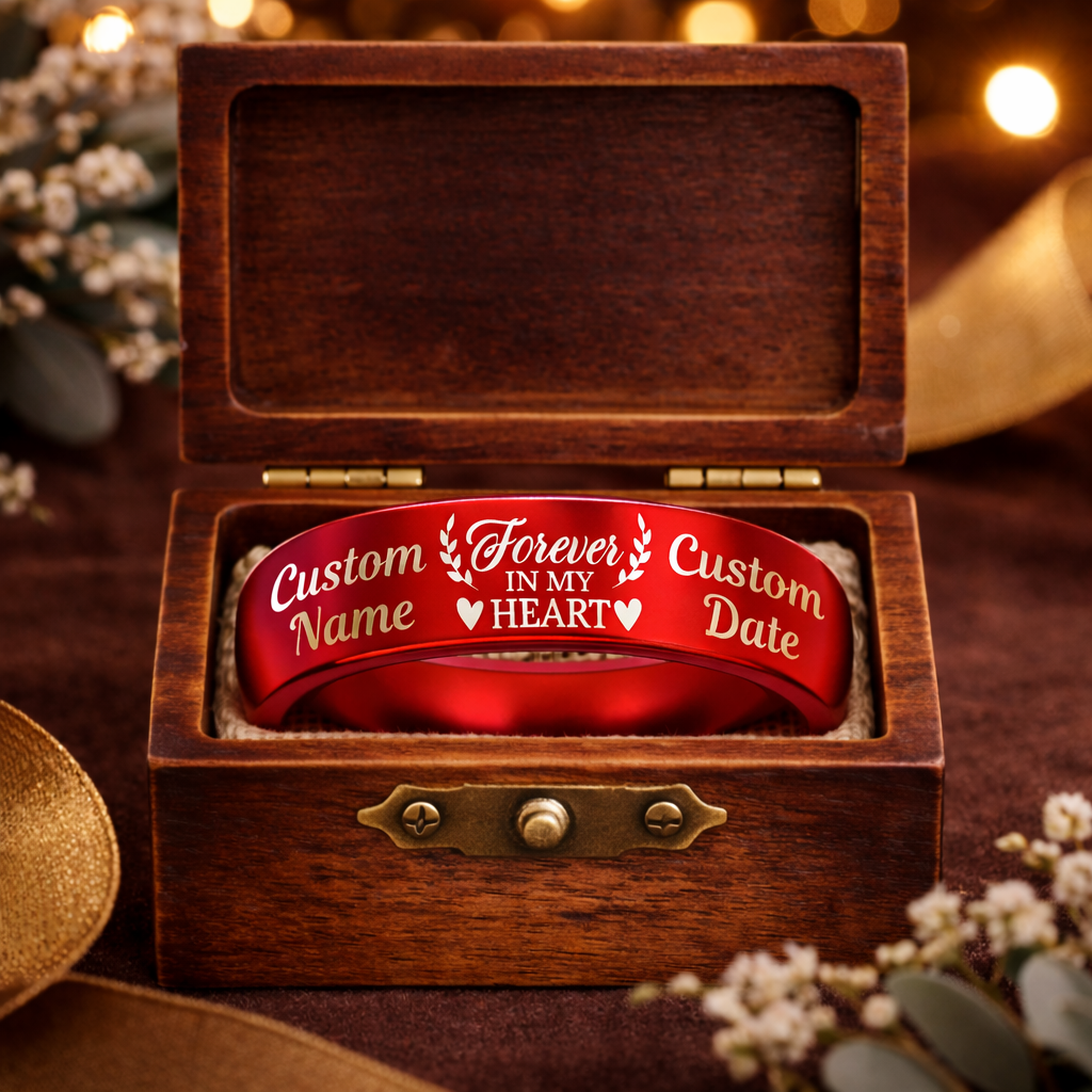 Memorial Ring + Engraved Wood Box + Free Bracelet 🎁