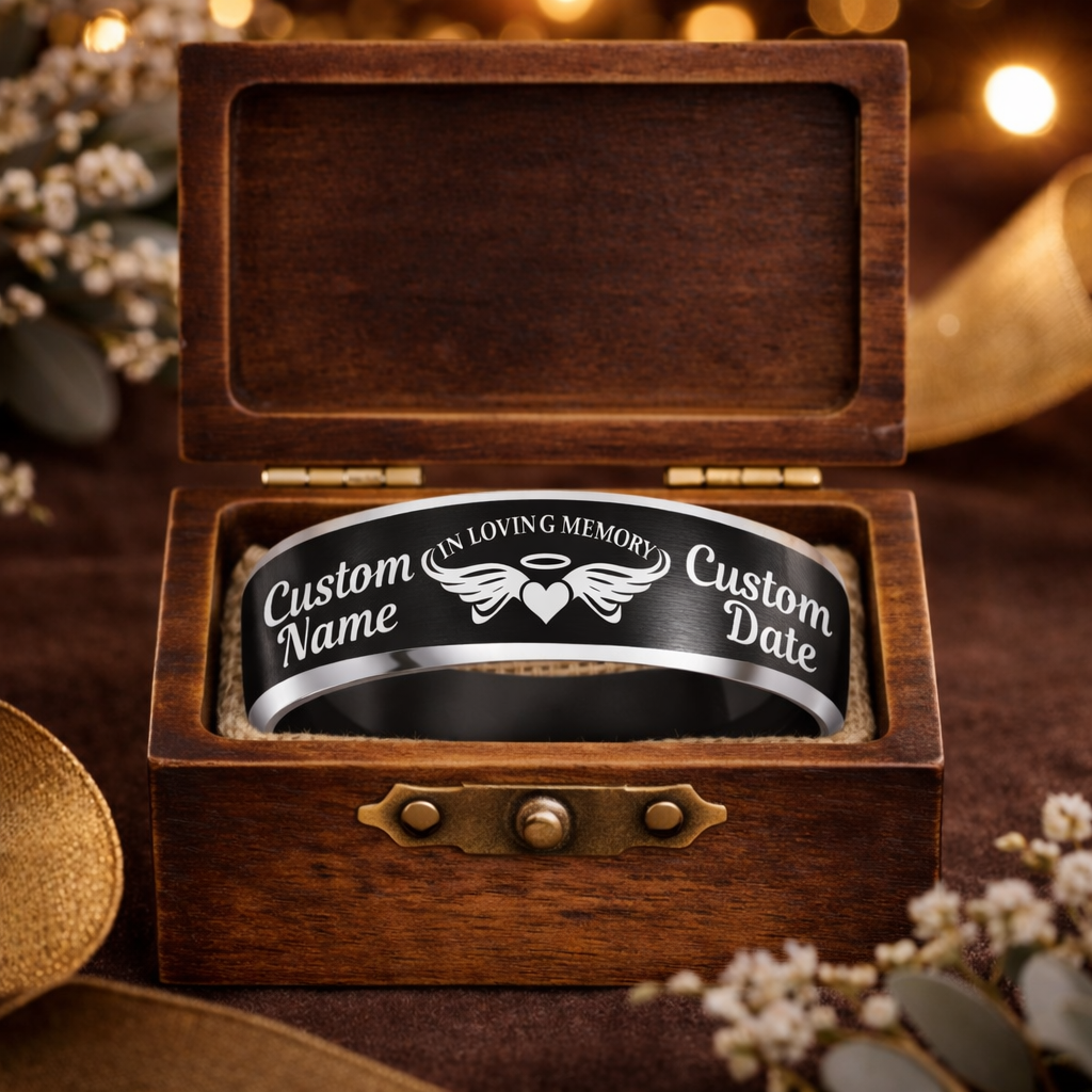 Memorial Ring + Engraved Wood Box + Free Bracelet 🎁