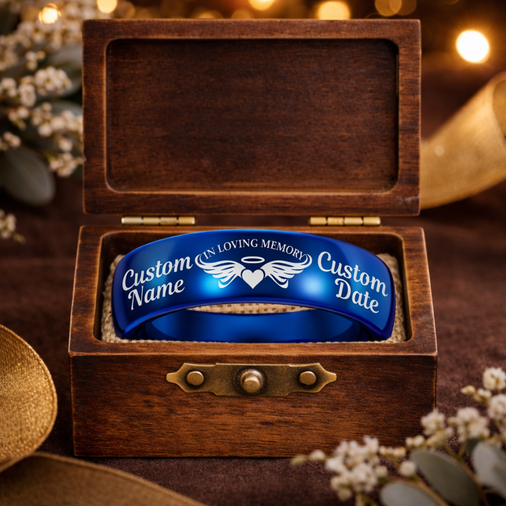 Memorial Ring + Engraved Wood Box + Free Bracelet 🎁