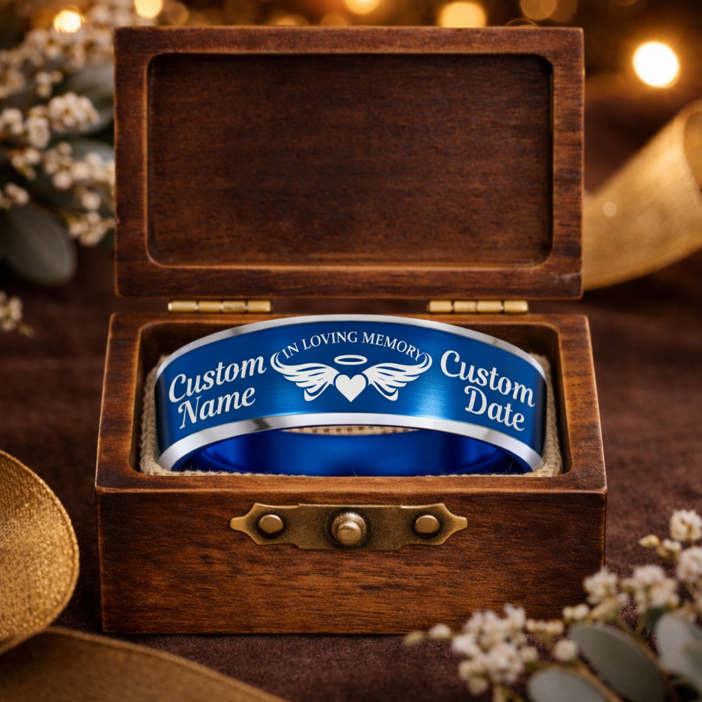 Memorial Ring + Engraved Wood Box + Free Bracelet 🎁