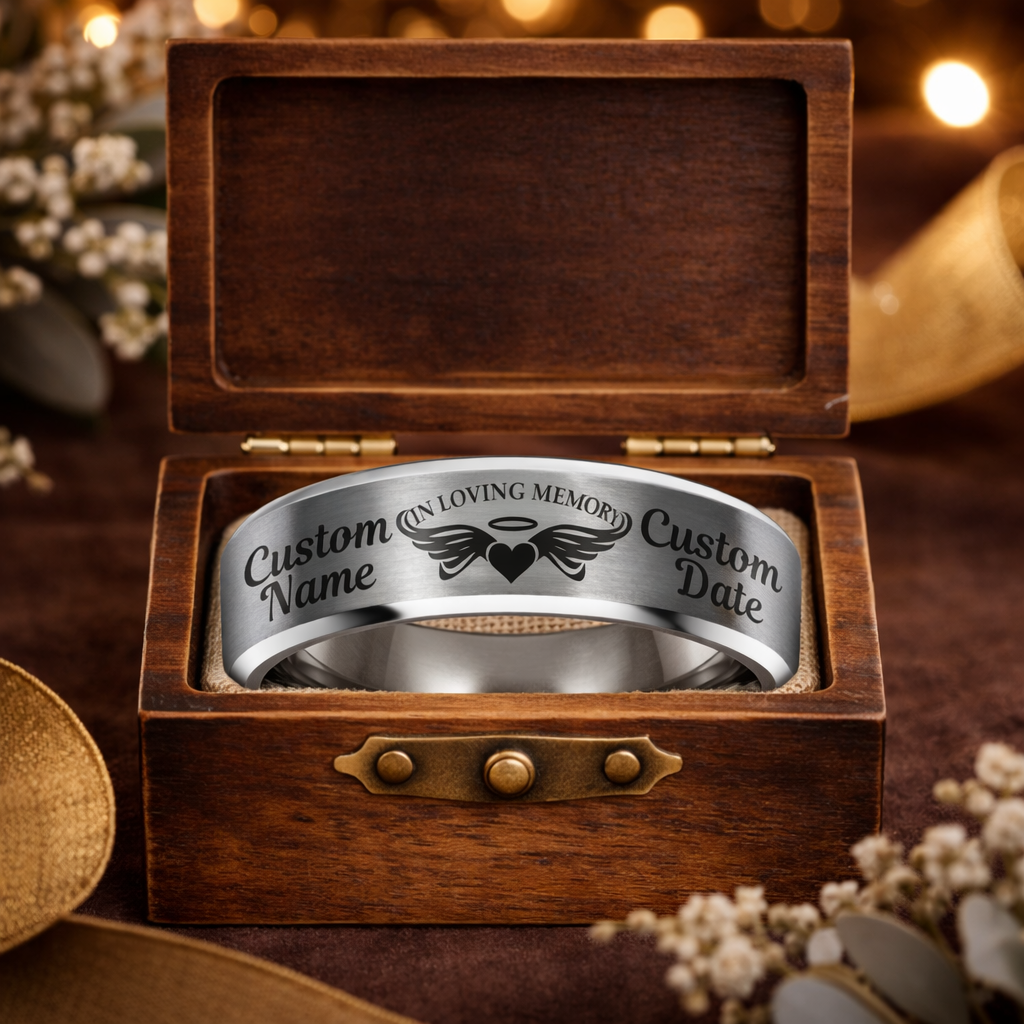 Memorial Ring + Engraved Wood Box + Free Bracelet 🎁