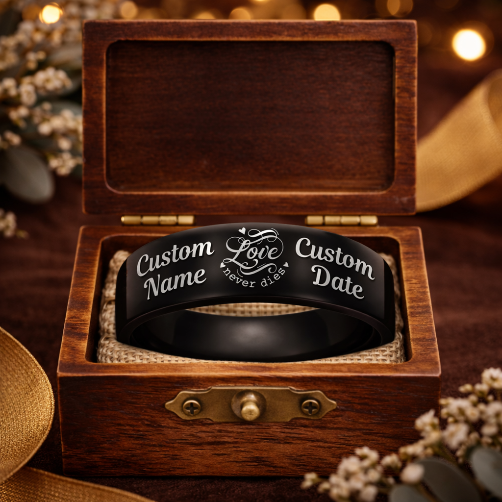 Memorial Ring + Engraved Wood Box + Free Bracelet 🎁