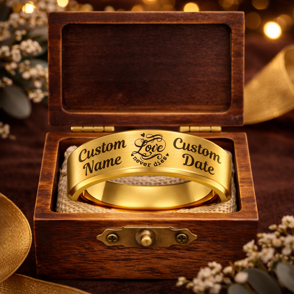 Memorial Ring + Engraved Wood Box + Free Bracelet 🎁