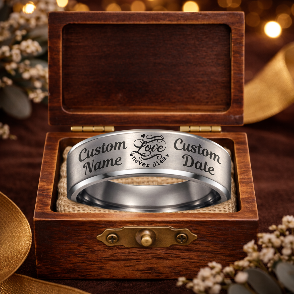 Memorial Ring + Engraved Wood Box + Free Bracelet 🎁