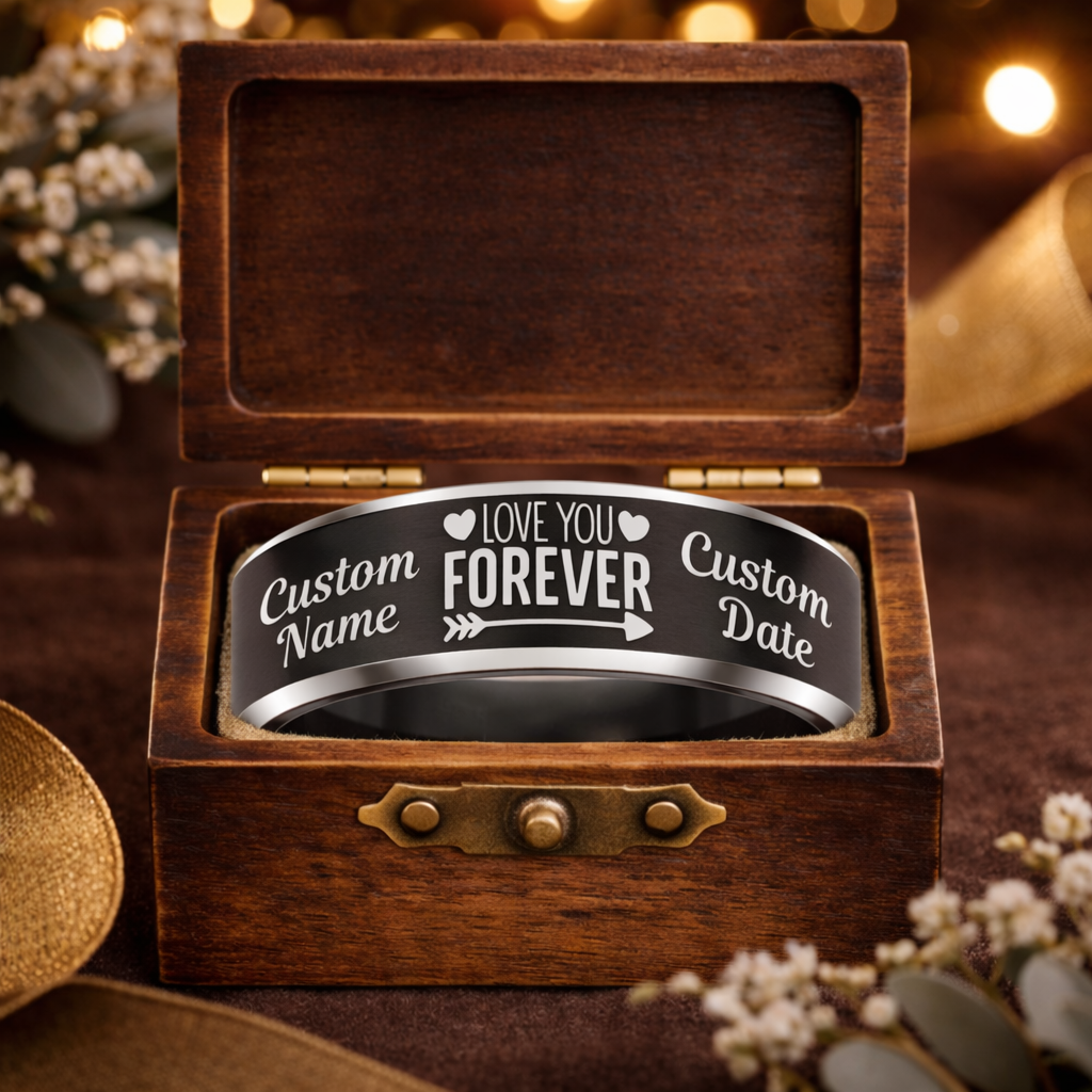 Memorial Ring + Engraved Wood Box + Free Bracelet 🎁